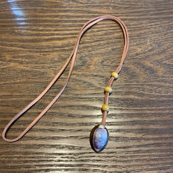 Mid Length Purple Cowry Necklace 20" ONE OF A KIND HANDMADE NWOT - Picture 1 of 6